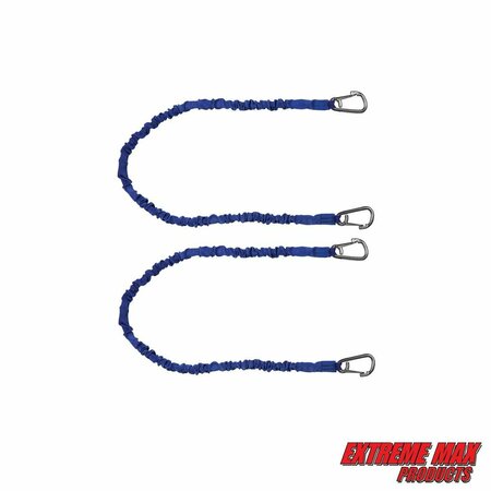 EXTREME MAX 3006.2909 BoatTector High-Strength Line SnubberStorage Bungee Value-36" w Medium Hooks Blue 3006.2909